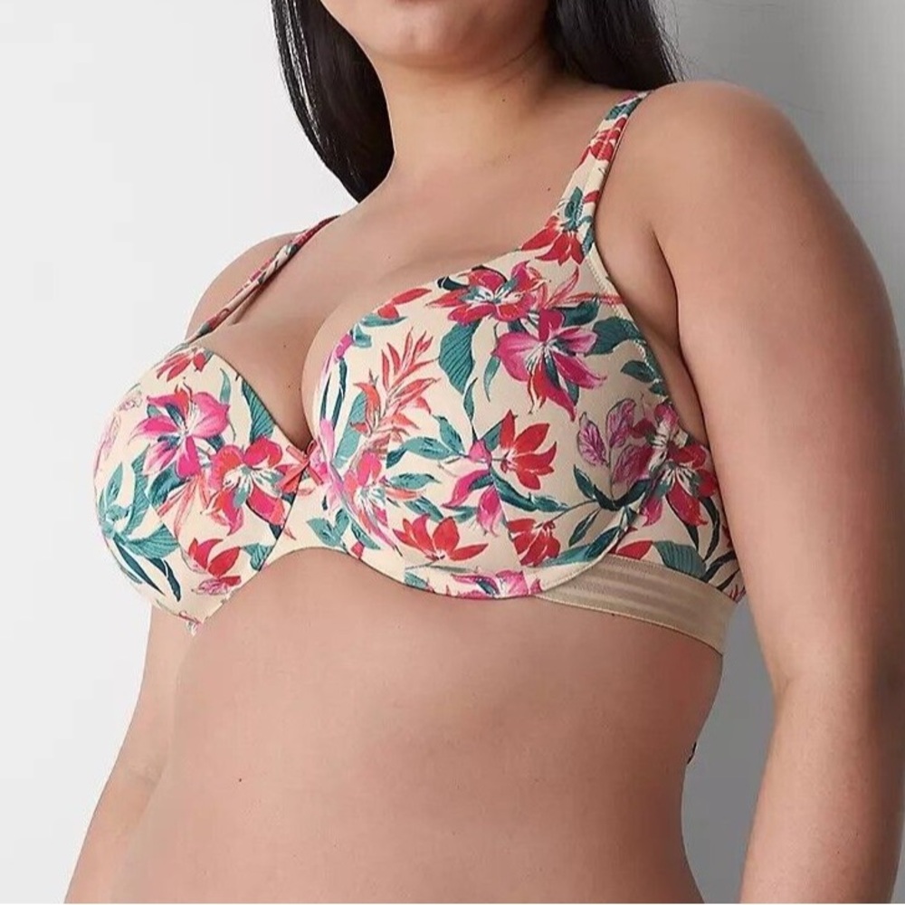 Cacique by Lane Bryant,  Floral Palms and T- shirt Underwire Bra